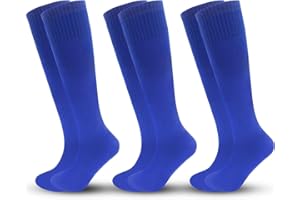 ZXOLDZX 3 Pairs Kids Soccer Socks Striped Knee High Tube Socks Football Uniform Sports Socks for Boys Girls 6-12 Years Old