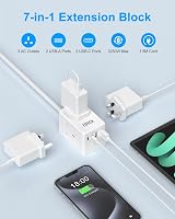 FDTEK 7-in-1 Extension Socket Cube with USB-C 2x USB-A 1.5m Cable view 3