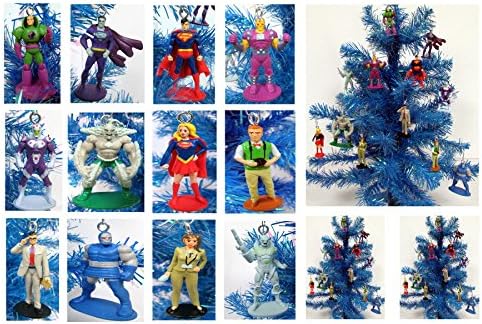 Superman 12 Piece Mini Christmas Tree Ornaments Set with Lex Luther, Lois Lane - Unique Shatterproof Plastic Design Around 2" to 2.5" Tall