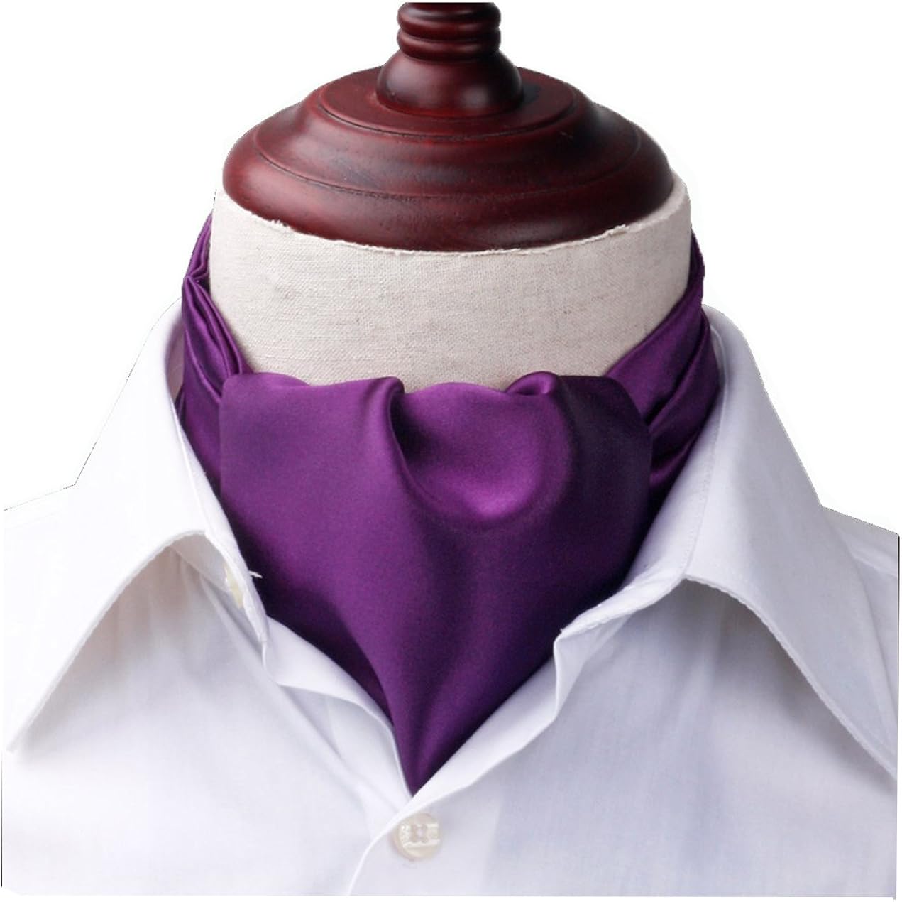 Men's Elegant Ascot Ties Silk Scarves Cravat Self Tie Purple Color
