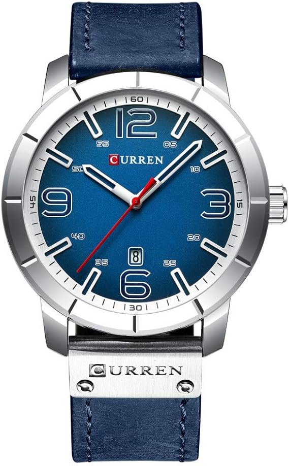 Amazon 腕時計メンズ 日本製クオーツ 本革バンド 防水 ビジネス ファッション 上品 日付表示 Cu27 ブルー メンズ腕時計 腕時計 通販