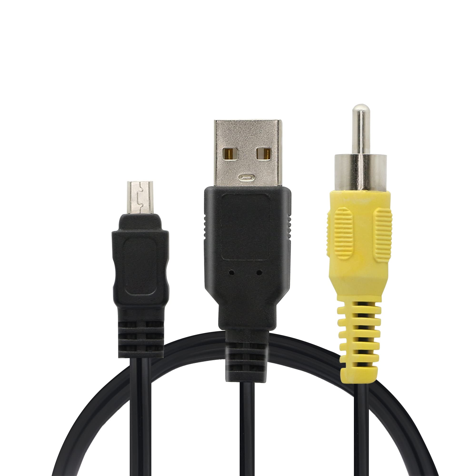 GINTOOYUN Mini-B 8 Pin Camera Cable 8-Pin Mini B to USB 2.0 A and RCA Video Cable for The Transmission of Photos,Files and Videos on the Camera (24.4Inch)