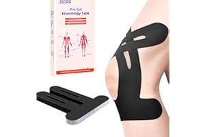 IEADEN Precut Kinesiology Tape for Knees, 20 Pcs - Knee Support & Stability, Knee Pain Relief Athletic Tape - Waterproof & Elastic, Breathable Hypoallergenic Latex-Free Tape, Black