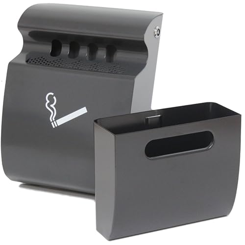 Songmics Standing Ashtray Cigarette Bin Outdoor Stainless Steel Black