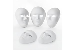 10 Packs DIY Full Face Masks White Masquerade Masks Paintable Paper Mask for Mardi Gras, Cos-play, Halloween Party