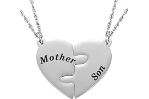 Ralukiia Mother & Son Heart Matching Necklace Set - Graduation, Birthday Jewelry
