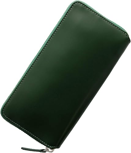 Amazon 三京商会 Prairieプレリー 日本製 コードバン ラウンドファスナー 長財布 メンズ スリム 薄型 グリーン 財布