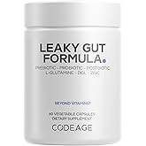 Codeage Leaky Gut Supplement, L-Glutamine, N-Acetylglucosamine, Probiotic, Butyric Acid, Polyphenols, Quercetin, DGL, Marshmallow Root, Berberine, BioPerine, Cinnamon, Vegan, Non-GMO, 60 Capsules