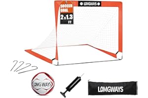 LOMGWAYS Soccer Goal – Foldable Frame Net for Kids + Youth – Indoor + Outdoor Soccer Goal with Carry Bag – Easy Setup – Multiple Sizes for Practice & Games