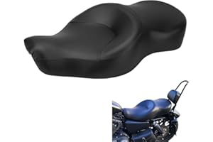 DgNeLai Motorcycle 2-Up Driver Passenger Seats Front Rear Cushion Pad Black Leather Replacement for Harley Davidson Sportster XL 883N XL 1200N