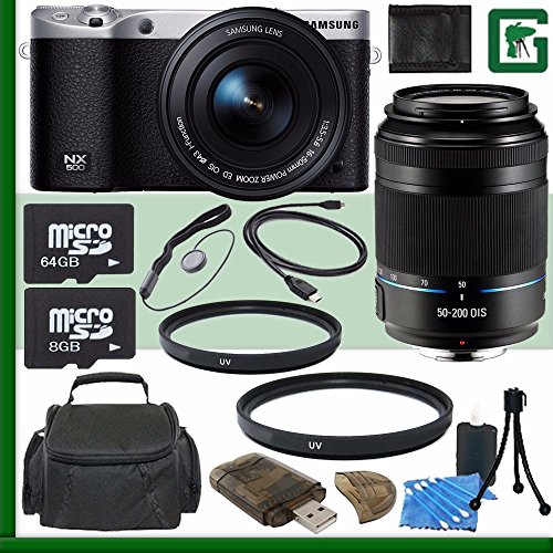 Samsung NX500 Mirrorless Digital Camera with 16-50mm Power Zoom Lens (Black) + Samsung 50-200mm f/4.0-5.6 ED OIS Lens (Black) + 64GB + 8GB Green's Camera Bundle 9