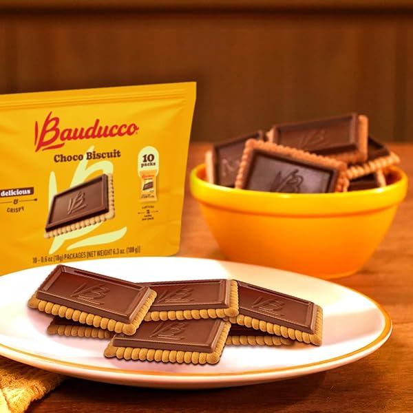BAUDUCCO CHOCO BISCUIT COOKIES POUCH – CRISPY CHOCOLATE-COVERED BISCUITS, INDIVIDUALLY WRAPPED FOR SNACKING, DESSERT, AND LUNCH BOXES, 6.3 OZ (PACK OF 10)