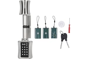 SONEW Smart Door Lock - Stainless Steel Brass Cylinder With Emergency Interface for Wooden Iron Security Doors, Keyless Euro Electronic Lock, Low Consumption