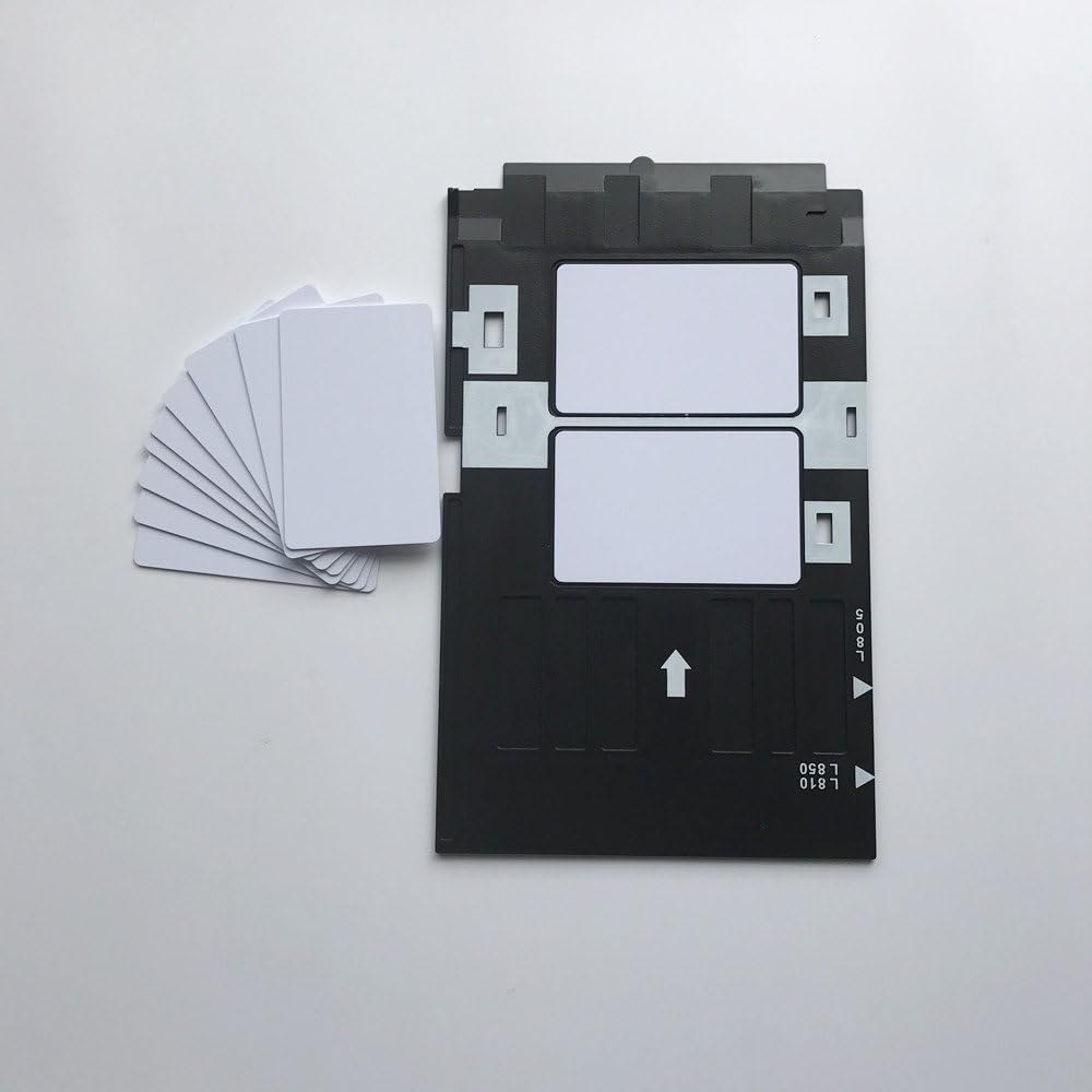 Inkjet PVC ID Card Starter Kit - Plain Printable Inkjet PVC ID Card + White Plastic Inkjet PVC ID Card Tray for Epson L800 L801 (20)
