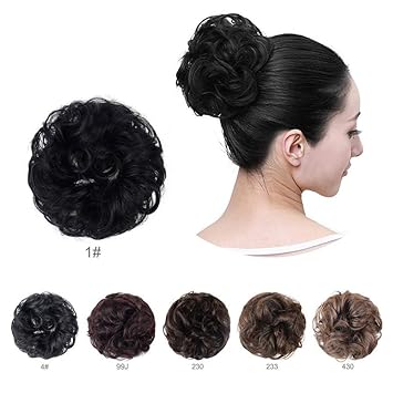 Buy 1 Jet Black Barsdar Wavy Curly Messy Bun Updo Hairpiece