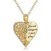 Tree Of Life Urn Necklace For Ashes For Women Girls Mom Stainless Steel Heart Cremation Jewelry For Ashes Of Loved Ones Keepsake Memorial Pendant