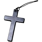 LWQCHW Karelian Shungite Cross Pendant Natural Stone Jewelry Accessory