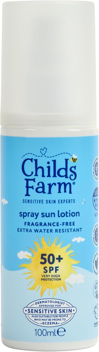 Childs Farm Kids Sun Lotion Spray SPF 50+ UVA/UVB 100ml Fragrance Free