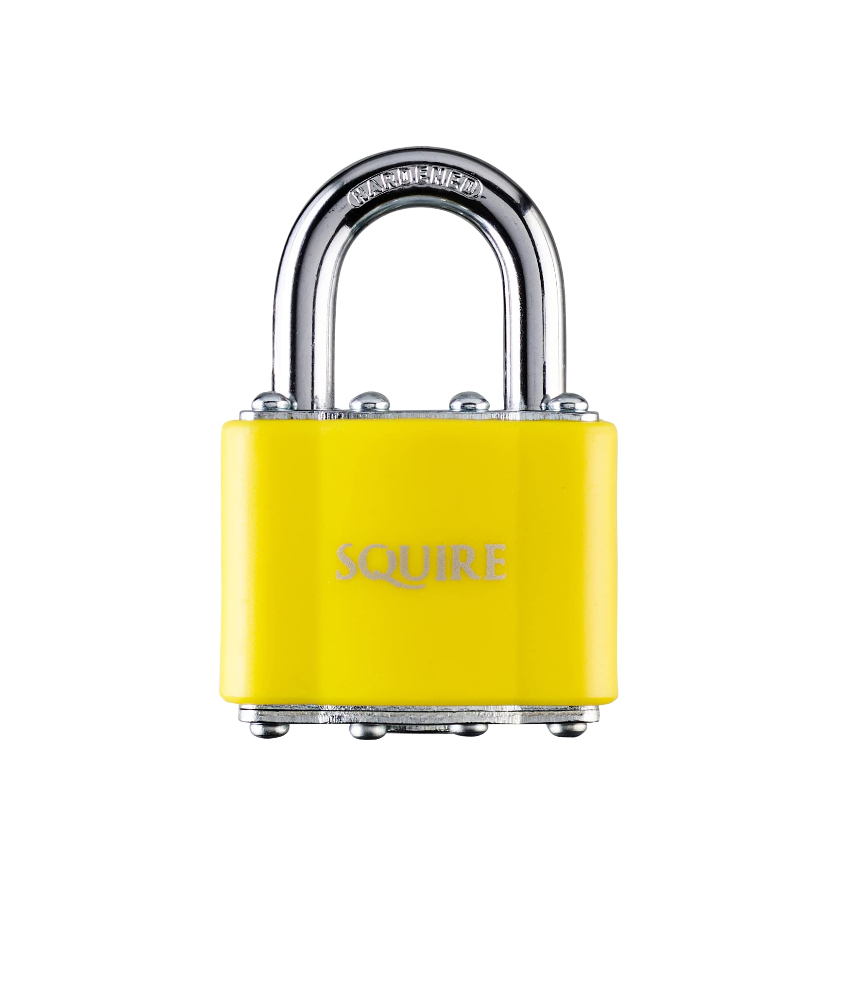 Squire Medium Duty Padlock (35 CLR Yellow) - Toughest Open Shackle Coloured Padlock - Covered Laminated Steel for Corrosion Resistance - Weatherproof Lock for Home, School & Shed (Yellow, 44 mm)