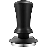K COOL Espresso Hand Tamper, Premium Barista Coffee Tamper with Calibrated Spring, 100% Flat Stainless Steel Base Tamper for Breville Series 54mm Portafilter Basket (53mm, Black)