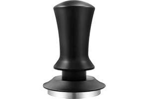 K COOL Espresso Hand Tamper, Premium Barista Coffee Tamper with Calibrated Spring, 100% Flat Stainless Steel Base Tamper for Breville Series 54mm Portafilter Basket (53mm, Black)