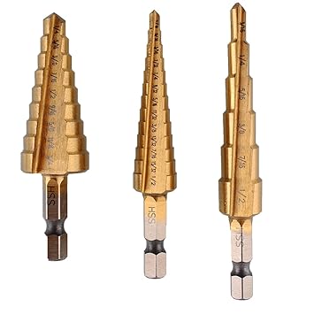 Generic New Pratical Multifunction 3 Pcs Ladder Drill Hex Shank HSS Titanium Coated Pagoda Drill Bit Cut Reamer DIY