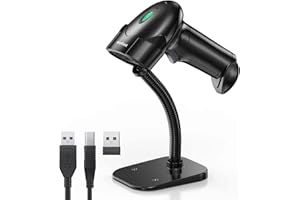 ANYEAST Barcode Scanner with Stand, Bluetooth and Wireless Barcode Scanner, Inventory 2D 1D QR Code Scanners for Computer POS, Handheld CMOS Image Bar Code Reader for Warehouse Library Supermarket