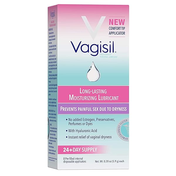 VAGISIL PROHYDRATE INTERNAL VAGINAL MOISTURIZER, GEL & LUBRICANT FOR WOMEN, GYNECOLOGIST TESTED, 8 COUNT, PACK OF 1 (8 TOTAL APPLICATORS)