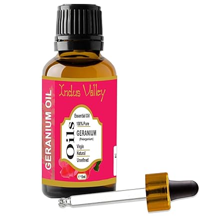 Indus valley 100% pure and natural geranium essential oil for hair & face care(15ml)