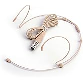 Sujeetec Microphone Headset Discreet Headworn Earset Over Ear Hanging Mic Compatible with Shure Wireless System Bodypack Transmitter, Ideal for Lectures, Live Performance, Theater, Podcasts – Beige