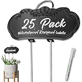 TCYPUHL Metal Plant Labels,Tall Outdoor Garden Markers for Flower, Fruit and Vegetable, 304 Stainless Steel Weatherproof Signs (25 Packs, 4" x 1.9", Black)