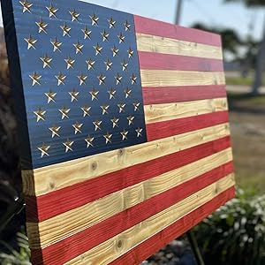 Handmade Burnt Wooden American Flag, Personalize, Rustic Home Wall Art, Indoor Outdoor Wood Decor, Great Gift!!