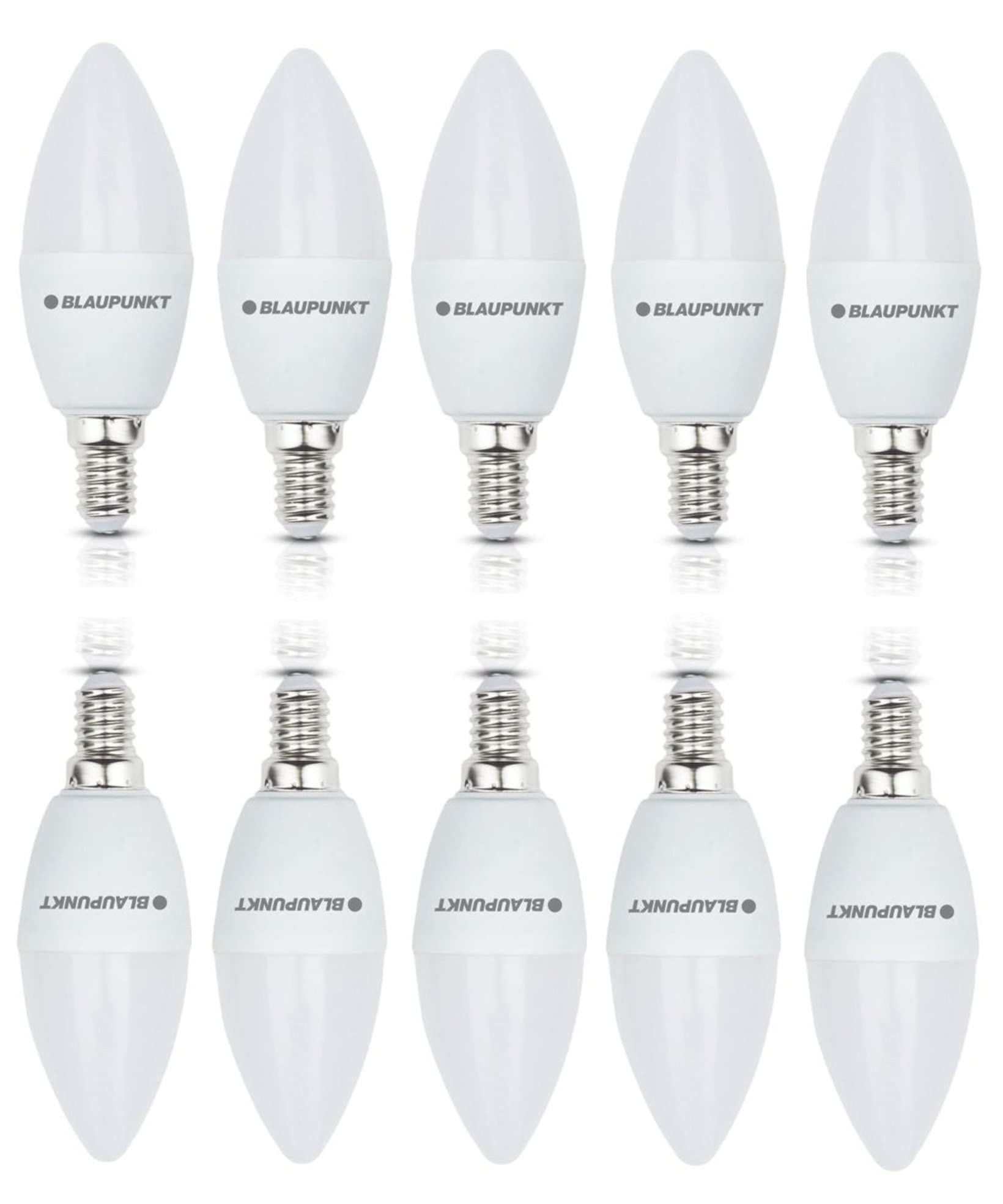 Blaupunkt LED Candle, E14 Base Screw, 7W, Replaces 50W Incandescent, Natural White 4000K, Natural Neutral Daylight, Non-dimmable, 595 Lumen, Light Bulb, Indoor Outdoor, 10 Pieces (Pack of 10)