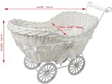 SAFRI Baby Pram Hamper Wicker Basket White with Handles Wheels Gift Idea view 2