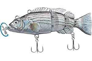 HADORAM Robotic Swimming Lure 3.9” Electronic Lures USB Rechargeable LED Light 4 Segment Multi Jointed Swimbait Fishing Tackle for Bass Trout Pike