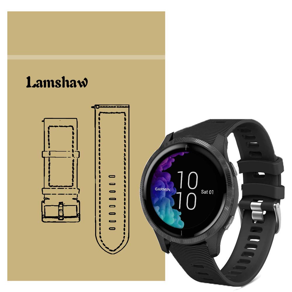 Compatible for Garmin Venu Band, LvBu Sport Replacement Strap Soft Silicone Straps Compatible for Garmin Venu GPS Smartwatch (Black)