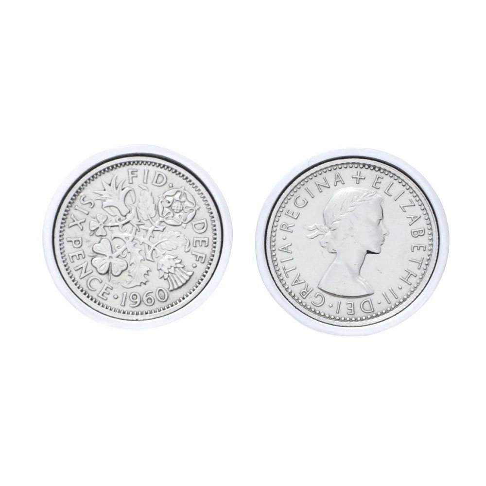 Polished Sixpence Cufflinks | 1960 Anniversary 1960 Coins 66th Birthday