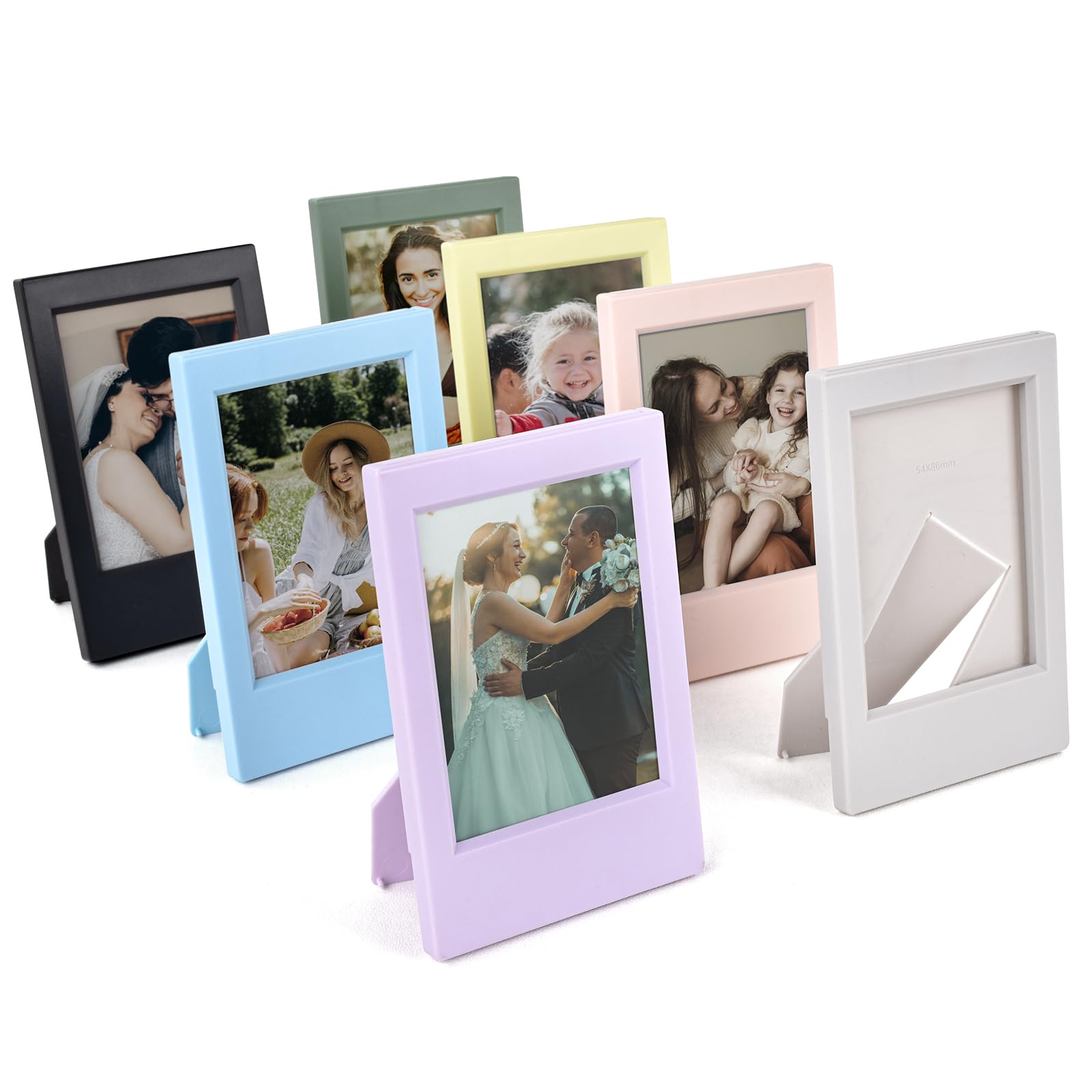 HIYQIN 7 Pack Photo Frames for Instax Mini Film, Picture Frames Compatible with Fujifilm Instax Mini 13/12/41/Evo/LiPlay/LiPlay+/11/90/LiPlay+ Film, 2x3 Photo Frames for Table Display - Colorful