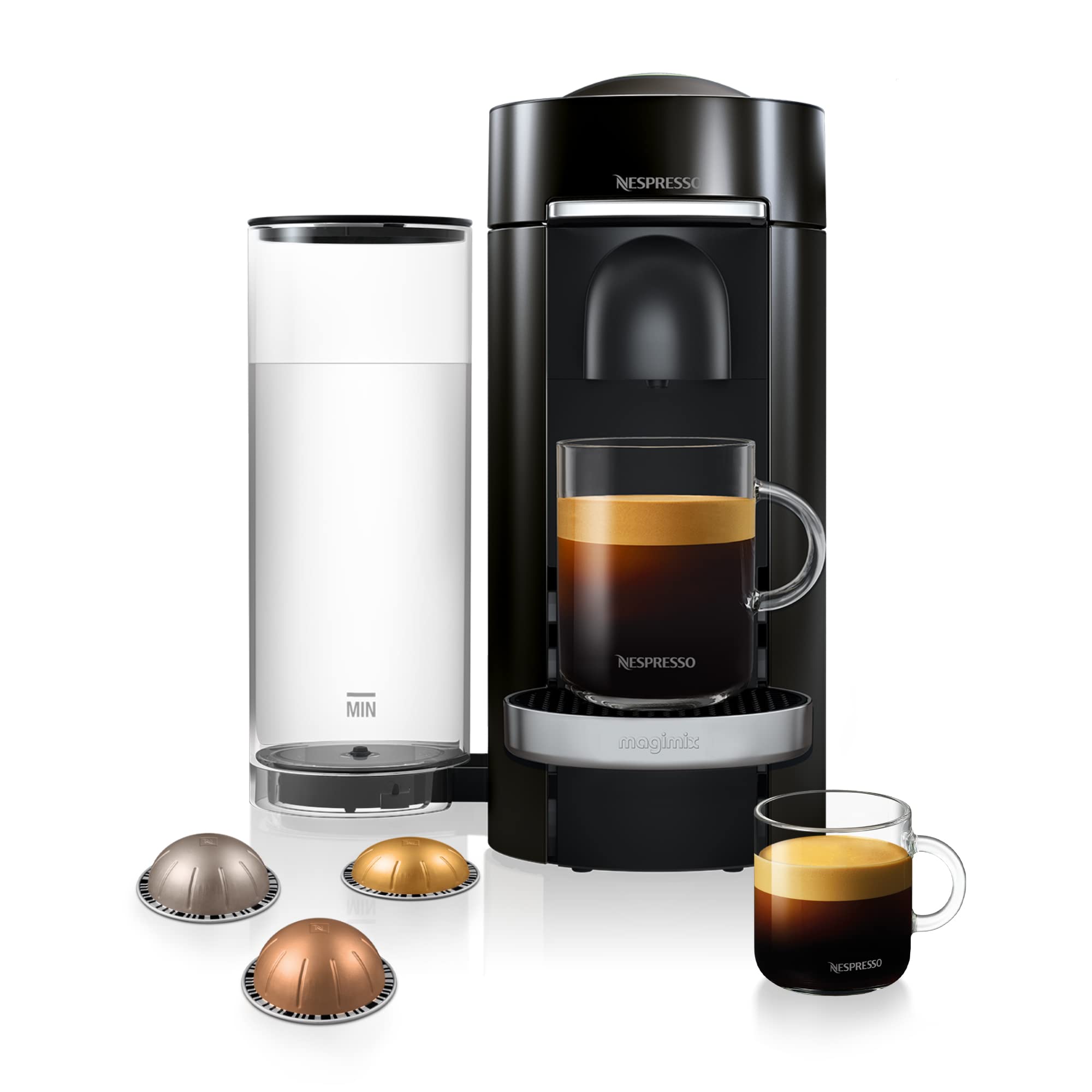 Nespresso Vertuo Plus Automatic Pod coffee machine for Americano, Decaf, Espresso by Magimix in Black
