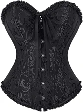 frawirshau Women's Lace Up Boned Overbust Corset Bustier Lingerie Bodyshaper Top