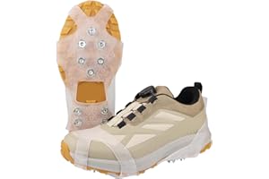 NIUXTOOL 10-Spike Ice Cleats for Shoes and Boots – Stainless Steel Crampons with Reinforced Silicone – Slip-Resistant Traction Shoe Covers for Ice Fishing, Hiking, Mountaineering & Snow Walking