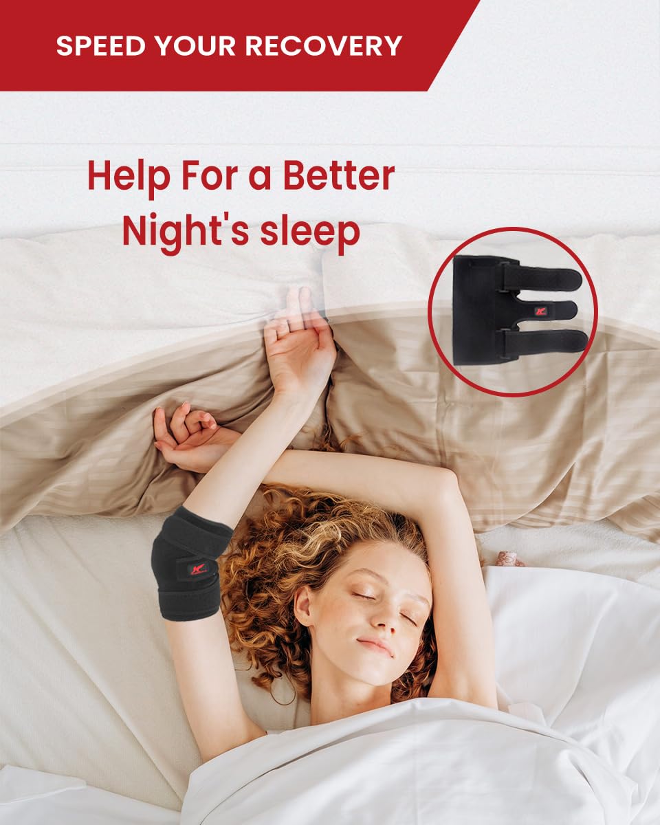 Hurmoya Elbow Brace Comfortable Night Sleep, Cubital Tunnel Syndrome, Ulnar Nerve Entrapment with Compression Sleeve Immobilizer, 2 Removable Metal Splints Pain Relief for Men and Women (M)