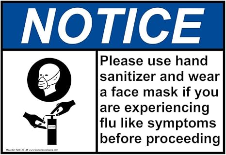 Amazon Co Jp Compliancesignsプラスチックansi Notice使用hand Sanitizer面マスクインフルエンザ場合サイン 10 X幅7インチwith英語テキストとシンボル ホワイト ホーム キッチン