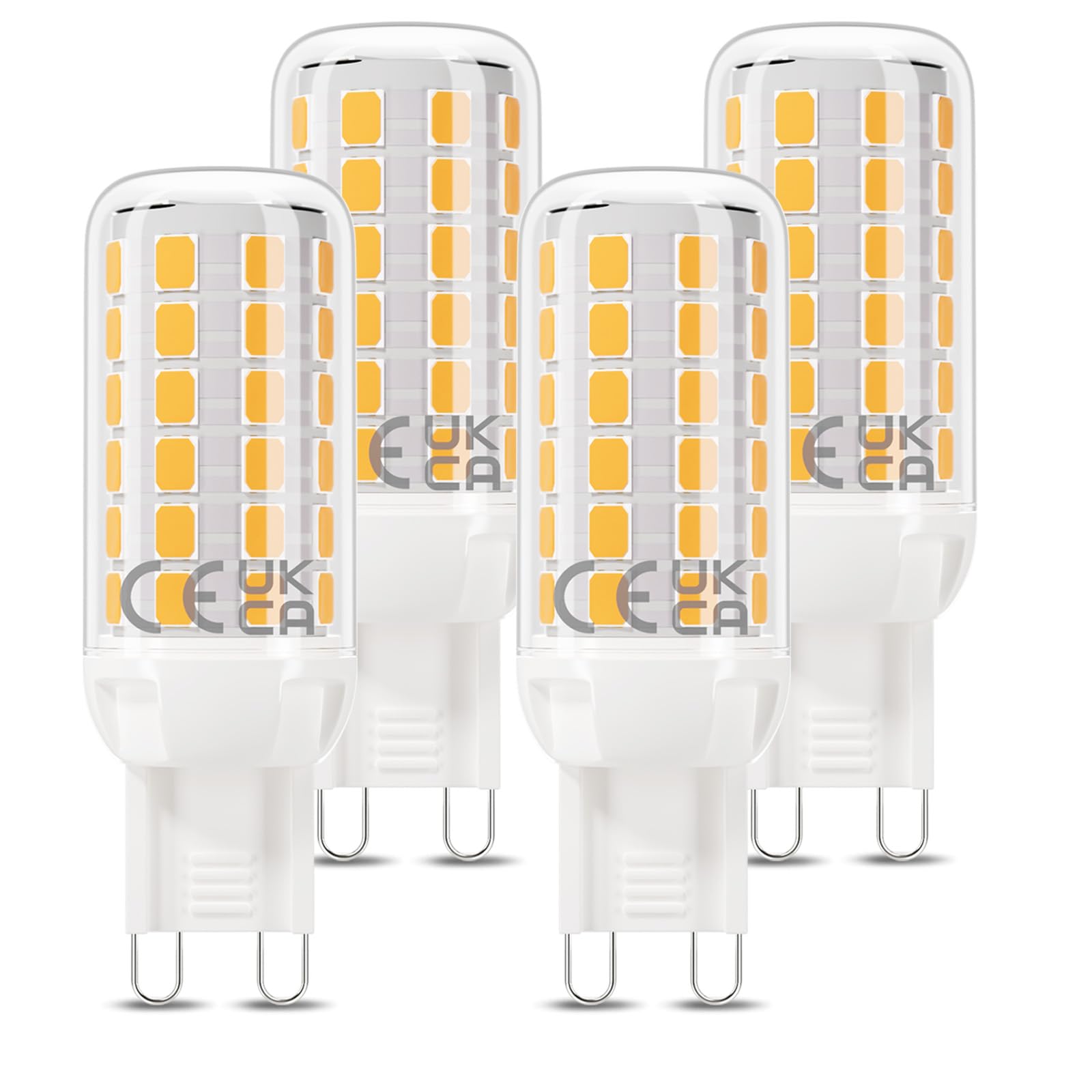 DiCUNO G9 LED Bulbs, Warm White 2700K, 2.8W Equivalent to 40W Halogen, 520LM, Non-dimmable, Energy Efficiency Class B G9 LED Light Bulbs for Chandelier, Non-Flickering, 4 Pcs