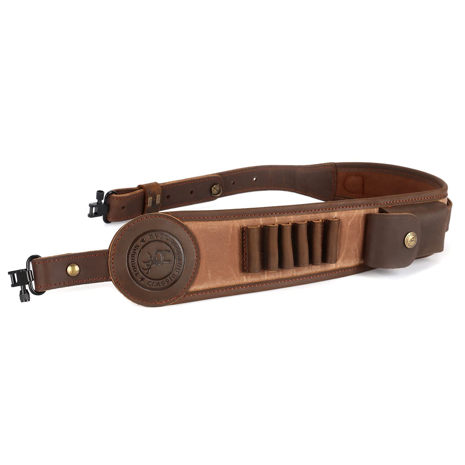 Tourbn Hunting Gun Sling 6 Shells Rifle Cartridge Belt with Rest Hole and Swivels