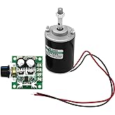 12V 30W Permanent Magnet DC Motor, 3000RPM High Speed CW/CCW Electric Gear Motor for DIY Generator and 12V-40V 10A PWM DC Motor Speed Controller Fan Controller with Knob-High Efficiency