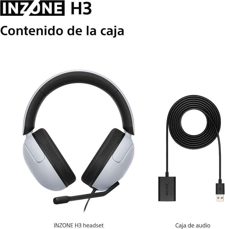 INZONE H3 - Auriculares para gaming, sonido espacial 360 para gaming, micrófono boom, para PC/PlayStation5, color blanco
