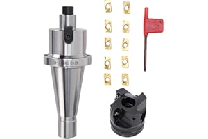 BAFOVY Face Milling Cutter Holder Kit, NT40-FMB22 Face End Mill Holder Set with 10PCS APMT1604 Carbide Blades for CNC Milling