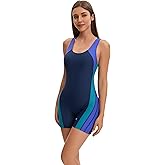 Adoretex Women's Sports Boyleg Unitard Swimsuits, Full Coverage Bathing Suit with Removable Soft Pads