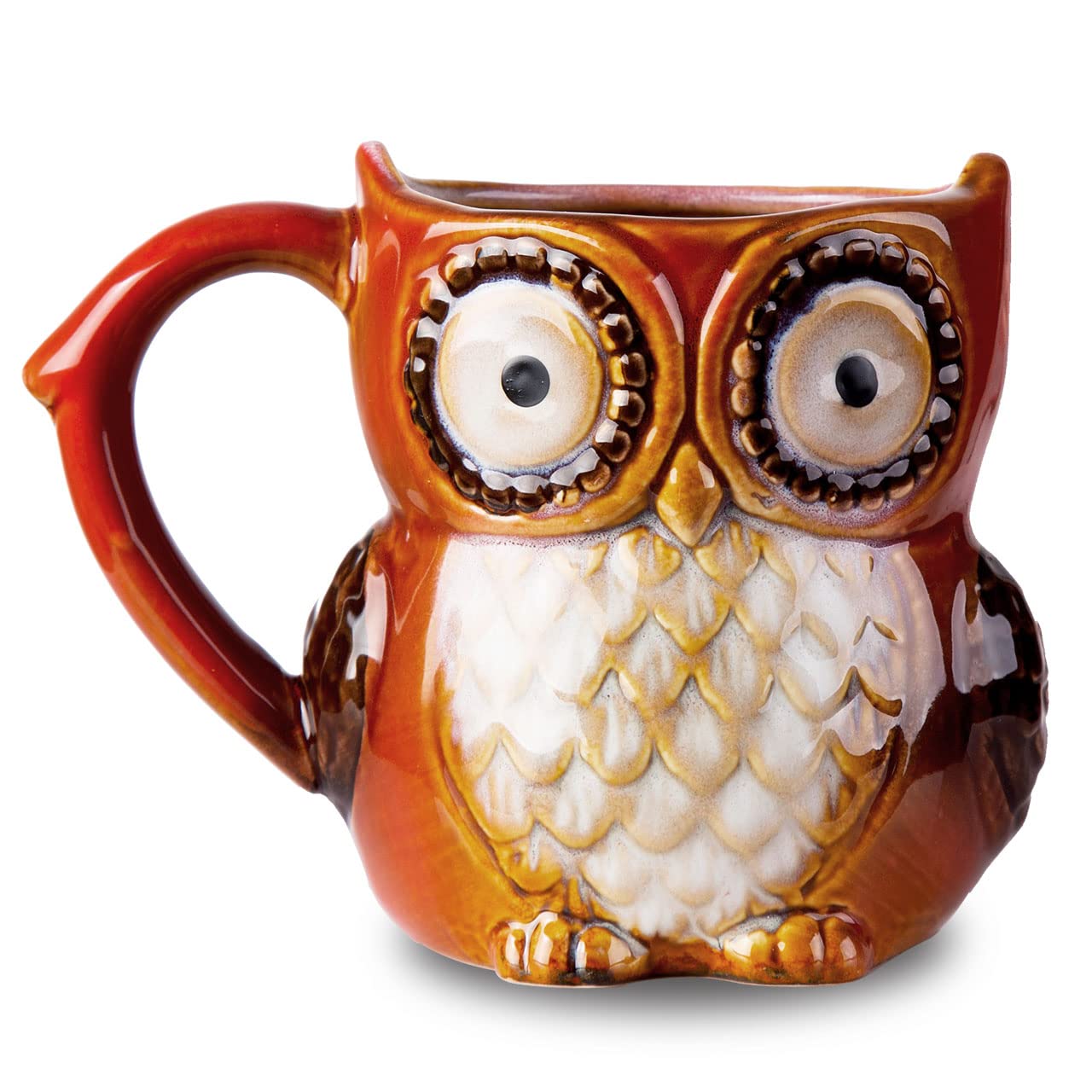 Greencherry Cute Owl Coffee Mug 12 oz for Coffee Tea Cyan Cute Owl Morning Coffee Ceramic Mug (Red)